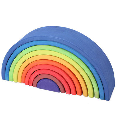Łukowaty 12-elementowy Pastelowy Zestaw Tęczowych Bloków Drewnianych 38,5 cm
