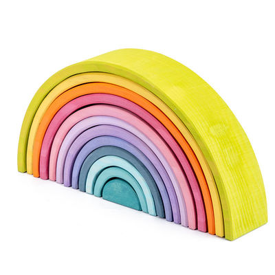 Łukowaty 12-elementowy Pastelowy Zestaw Tęczowych Bloków Drewnianych 38,5 cm