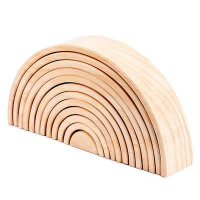 Łukowaty 12-elementowy Pastelowy Zestaw Tęczowych Bloków Drewnianych 38,5 cm