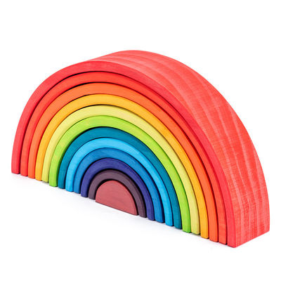 Łukowaty 12-elementowy Pastelowy Zestaw Tęczowych Bloków Drewnianych 38,5 cm