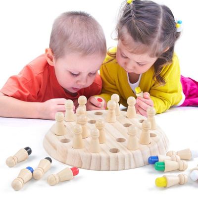5,5 cm drewniane zabawki dla dzieci Montessori Memory Matchstick Chess Game