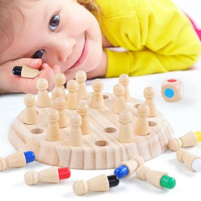5,5 cm drewniane zabawki dla dzieci Montessori Memory Matchstick Chess Game
