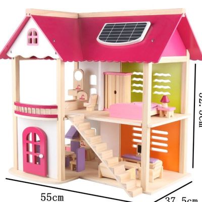 Naturalne 37,5 cm Diy drewniane meble do domku dla lalek Drewniane meble do domu z zabawkami