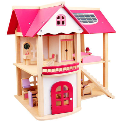 Naturalne 37,5 cm Diy drewniane meble do domku dla lalek Drewniane meble do domu z zabawkami