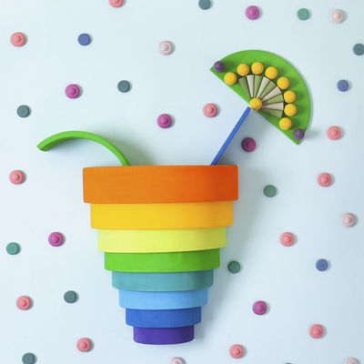 Edukacyjne 35cm 7cm Drewniane klocki Zabawki Bloki do układania w tęczę