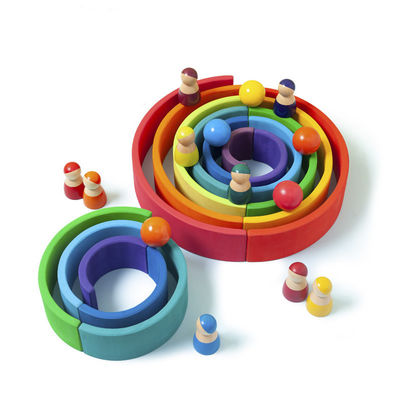 Edukacyjne 35cm 7cm Drewniane klocki Zabawki Bloki do układania w tęczę