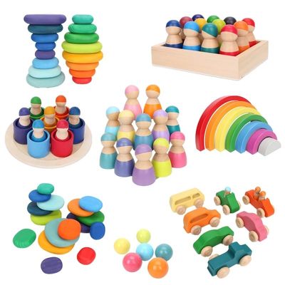 Montessori Wave Forest Stacker Tower Rainbow Toy Stacker