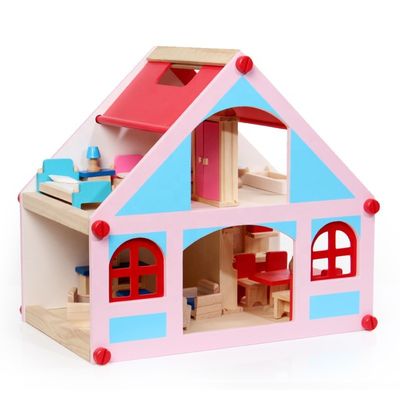 Mansion 38cm drewniany domek dla lalek zabawki meble kolorowe