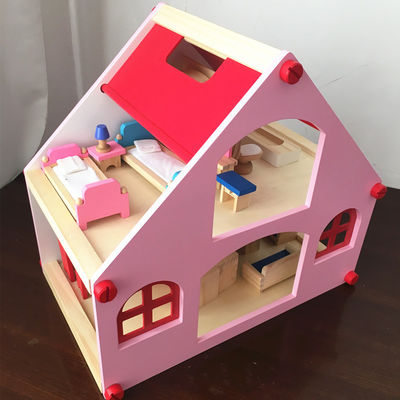 Mansion 38cm drewniany domek dla lalek zabawki meble kolorowe