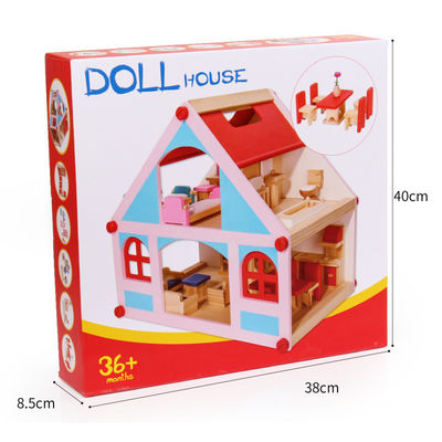 Mansion 38cm drewniany domek dla lalek zabawki meble kolorowe
