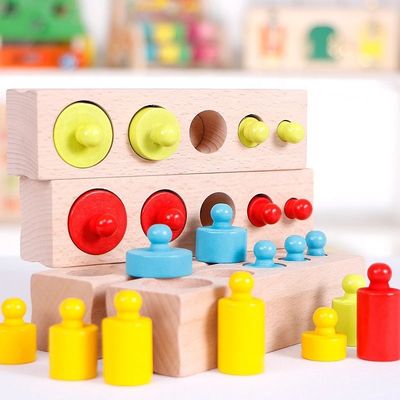3cm sensoryczne gniazdo cylindrów Montessori bloki cylindrów z gałką Przedszkole