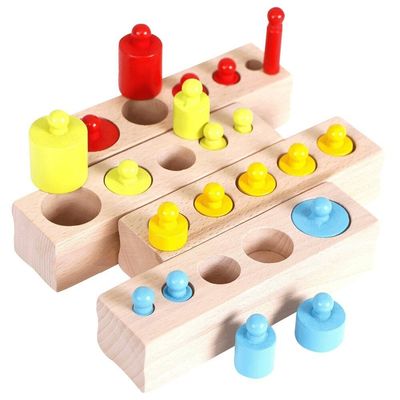 3cm sensoryczne gniazdo cylindrów Montessori bloki cylindrów z gałką Przedszkole