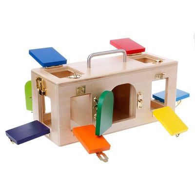 Pudełko na kłódkę 13,5 cm Drewniane zabawki Montessori dla dzieci Drewniane puzzle edukacyjne