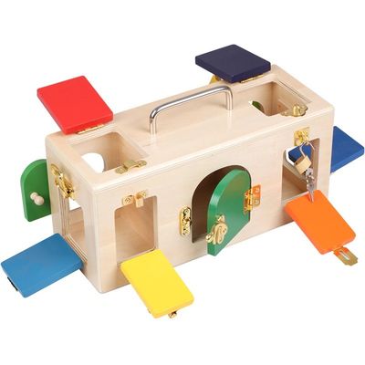 Pudełko na kłódkę 13,5 cm Drewniane zabawki Montessori dla dzieci Drewniane puzzle edukacyjne