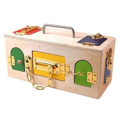 Pudełko na kłódkę 13,5 cm Drewniane zabawki Montessori dla dzieci Drewniane puzzle edukacyjne