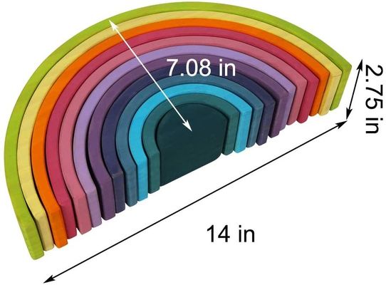 3D 2,75in Układanie w stosy Rainbow Drewniane Rainbow Stacker 12 sztuk