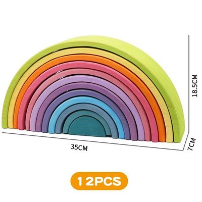 3D 2,75in Układanie w stosy Rainbow Drewniane Rainbow Stacker 12 sztuk