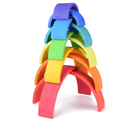3D 2,75in Układanie w stosy Rainbow Drewniane Rainbow Stacker 12 sztuk