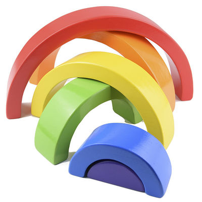 Siedem kolorów 13,5 cm Drewniane Rainbow Stacker Toy Jengle Arched