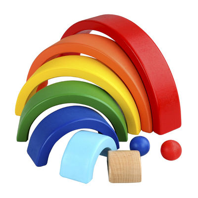 Siedem kolorów 13,5 cm Drewniane Rainbow Stacker Toy Jengle Arched