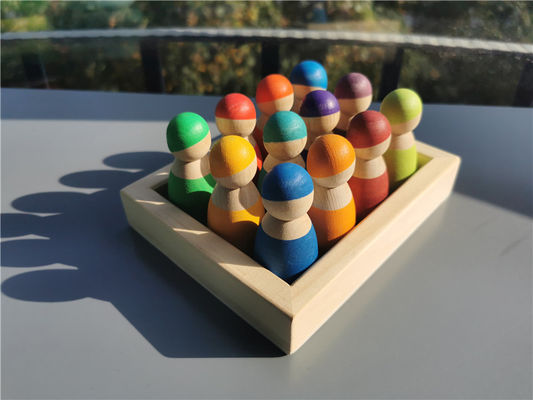 Sortuj Pegdoll Drewniane Rainbow Stacker Drewniana gra Memory Stick