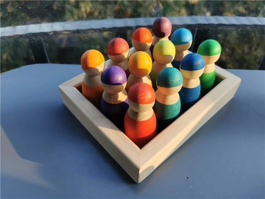 Sortuj Pegdoll Drewniane Rainbow Stacker Drewniana gra Memory Stick
