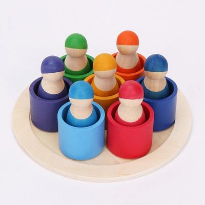 Ekskluzywny zestaw 12 sztuk Peg Rainbow Arch Stacker Toy Nietoksyczny Nordic