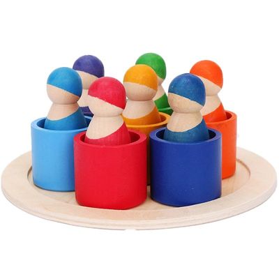 Ekskluzywny zestaw 12 sztuk Peg Rainbow Arch Stacker Toy Nietoksyczny Nordic
