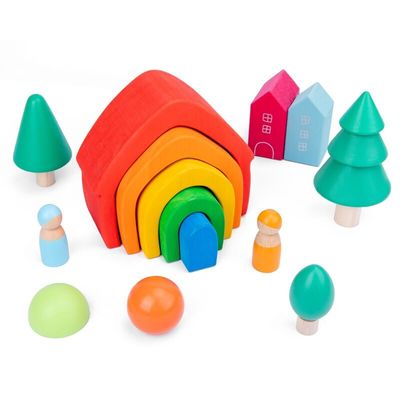 Coral Earth Drewniane klocki Zabawki Wood Rock Set Balansing Blocks Natural Wood Toy