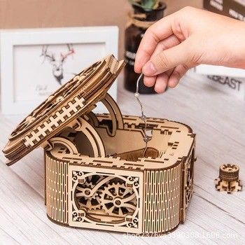 Prezent 23,5 cm Mechaniczne drewniane klocki Puzzle Zabawki Małe drewniane pudełko z biżuterią