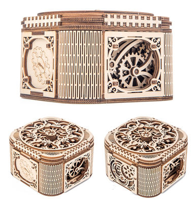 Prezent 23,5 cm Mechaniczne drewniane klocki Puzzle Zabawki Małe drewniane pudełko z biżuterią