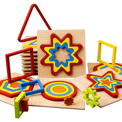 DIY 1cm geometryczny drewniany klocek Puzzle zabawki Jigsaw Baby