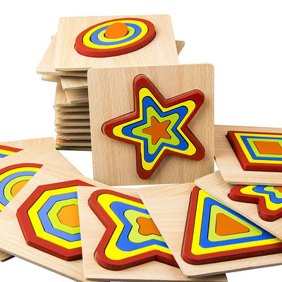 DIY 1cm geometryczny drewniany klocek Puzzle zabawki Jigsaw Baby