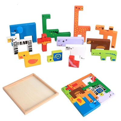 Las 1,7 cm Drewniany klocek Puzzle Zabawki Animal Town Drewniane klocki