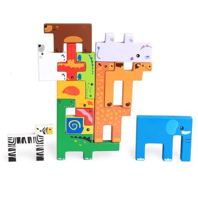 Las 1,7 cm Drewniany klocek Puzzle Zabawki Animal Town Drewniane klocki
