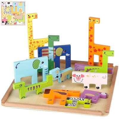 Las 1,7 cm Drewniany klocek Puzzle Zabawki Animal Town Drewniane klocki
