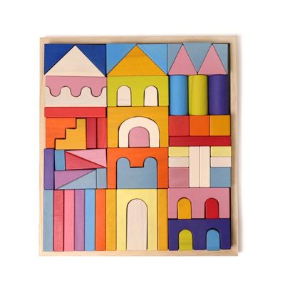 Castle Cognitive 4,5cm drewniane klocki zabawki Rainbow Building Blocks