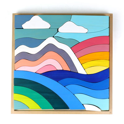 Baby 3cm Sky Cloud Large Rainbow Stacker Duże drewniane klocki dla małych dzieci