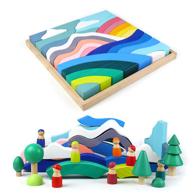 Baby 3cm Sky Cloud Large Rainbow Stacker Duże drewniane klocki dla małych dzieci