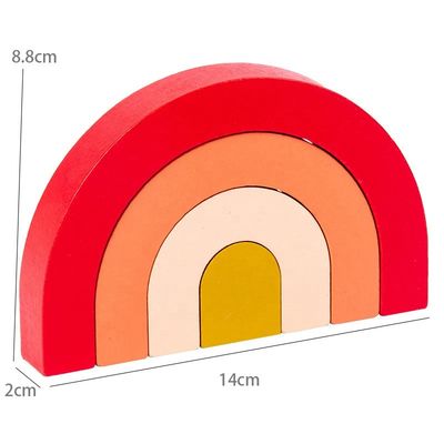 Brązowe 2 cm INS Nordic Drewniane Puzzle z Tęczowymi Blokami dla Maluchów