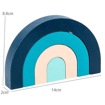 Brązowe 2 cm INS Nordic Drewniane Puzzle z Tęczowymi Blokami dla Maluchów