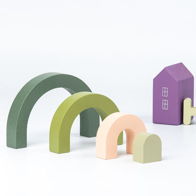 Brązowe 2 cm INS Nordic Drewniane Puzzle z Tęczowymi Blokami dla Maluchów