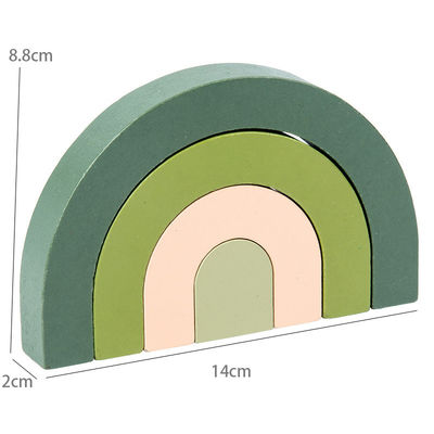 Brązowe 2 cm INS Nordic Drewniane Puzzle z Tęczowymi Blokami dla Maluchów