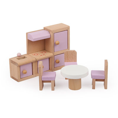 Klasyczny 10,5 cm naturalny mini drewniany domek dla lalek zabawki meble