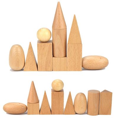Liczenie 3D 5cm Drewniane zabawki matematyczne Geometryczne drewniane klocki