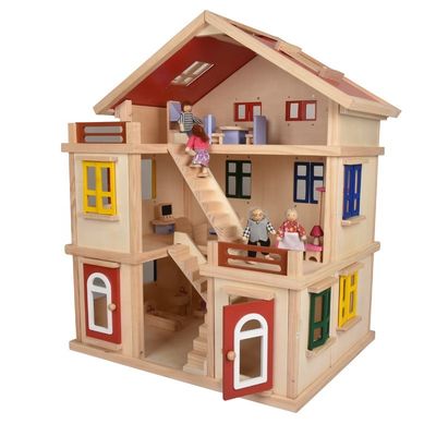 Dzieci DIY 55,5 cm Garaż Mini Dollhouse Furniture Drewniany miniaturowy domek dla lalek