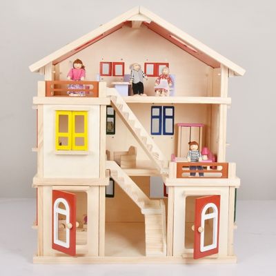 Dzieci DIY 55,5 cm Garaż Mini Dollhouse Furniture Drewniany miniaturowy domek dla lalek