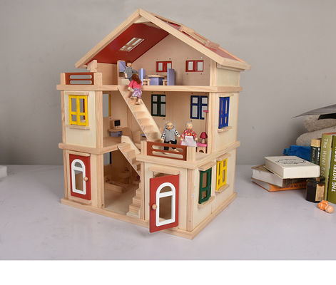 Dzieci DIY 55,5 cm Garaż Mini Dollhouse Furniture Drewniany miniaturowy domek dla lalek