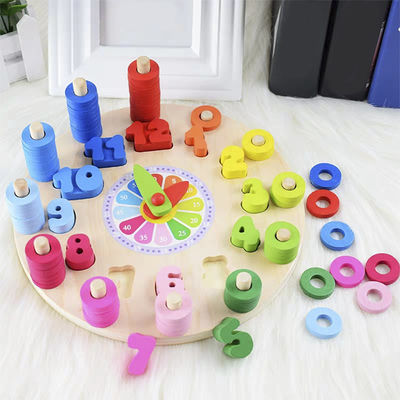Geometria Zegar Drewniane Puzzle Numery Zabawka licząca Montessori