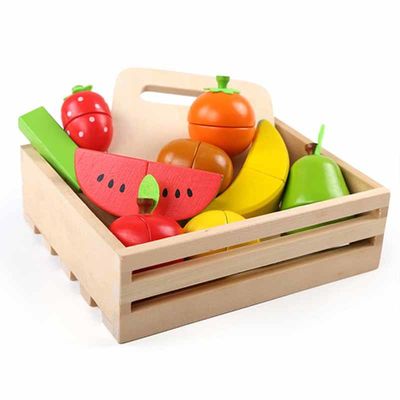 Kolorowy drewniany zestaw do krojenia owoców 19 cm Toy Kid Education